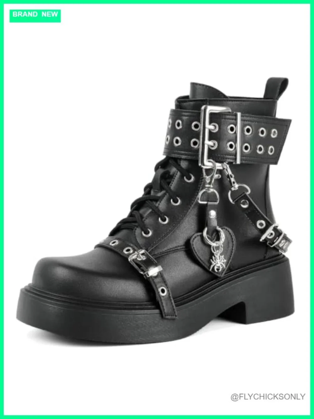 Platform Goth Ankle Boots Chunky Heel Lace Up Booties